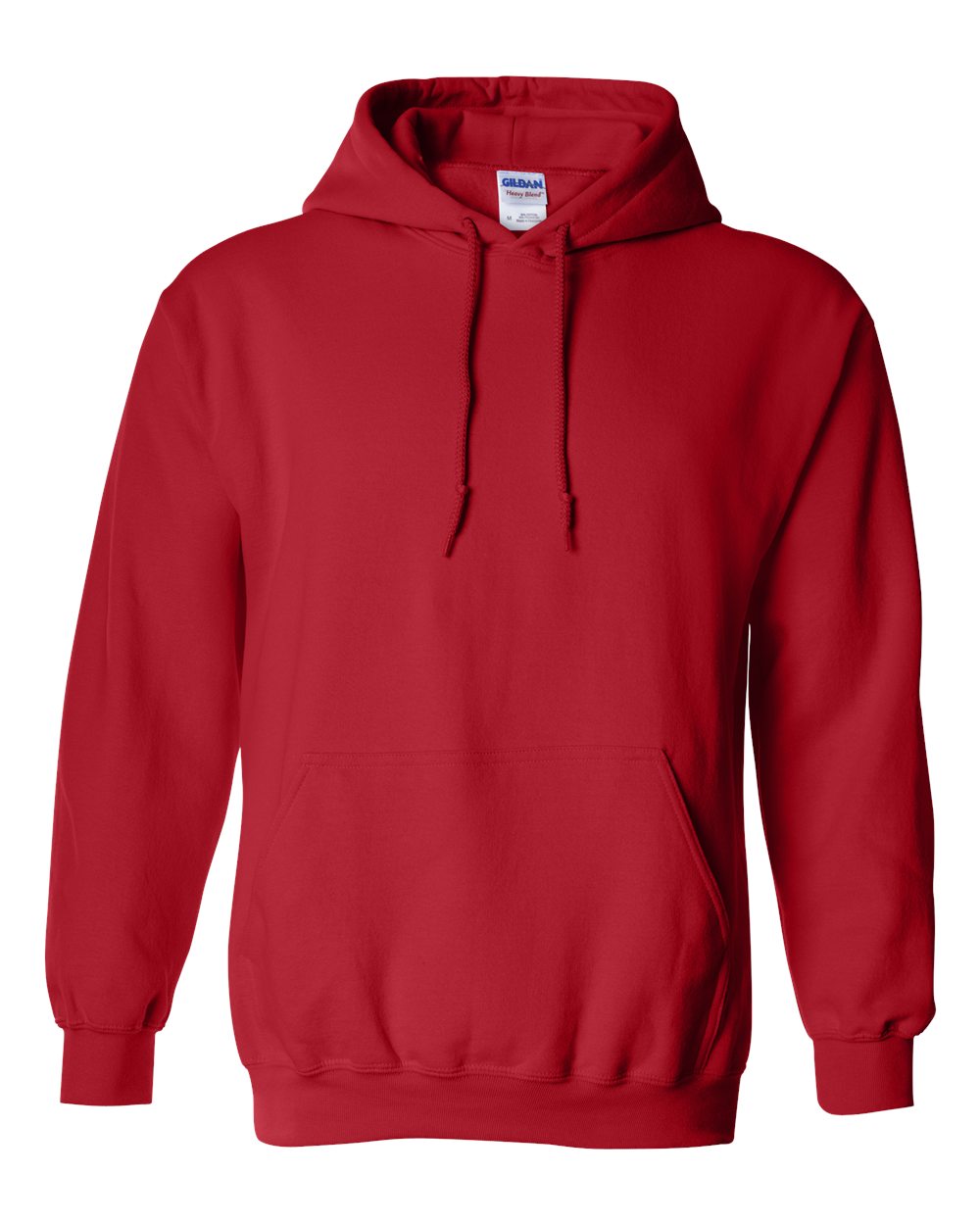 Red custom printed hoodie, front view