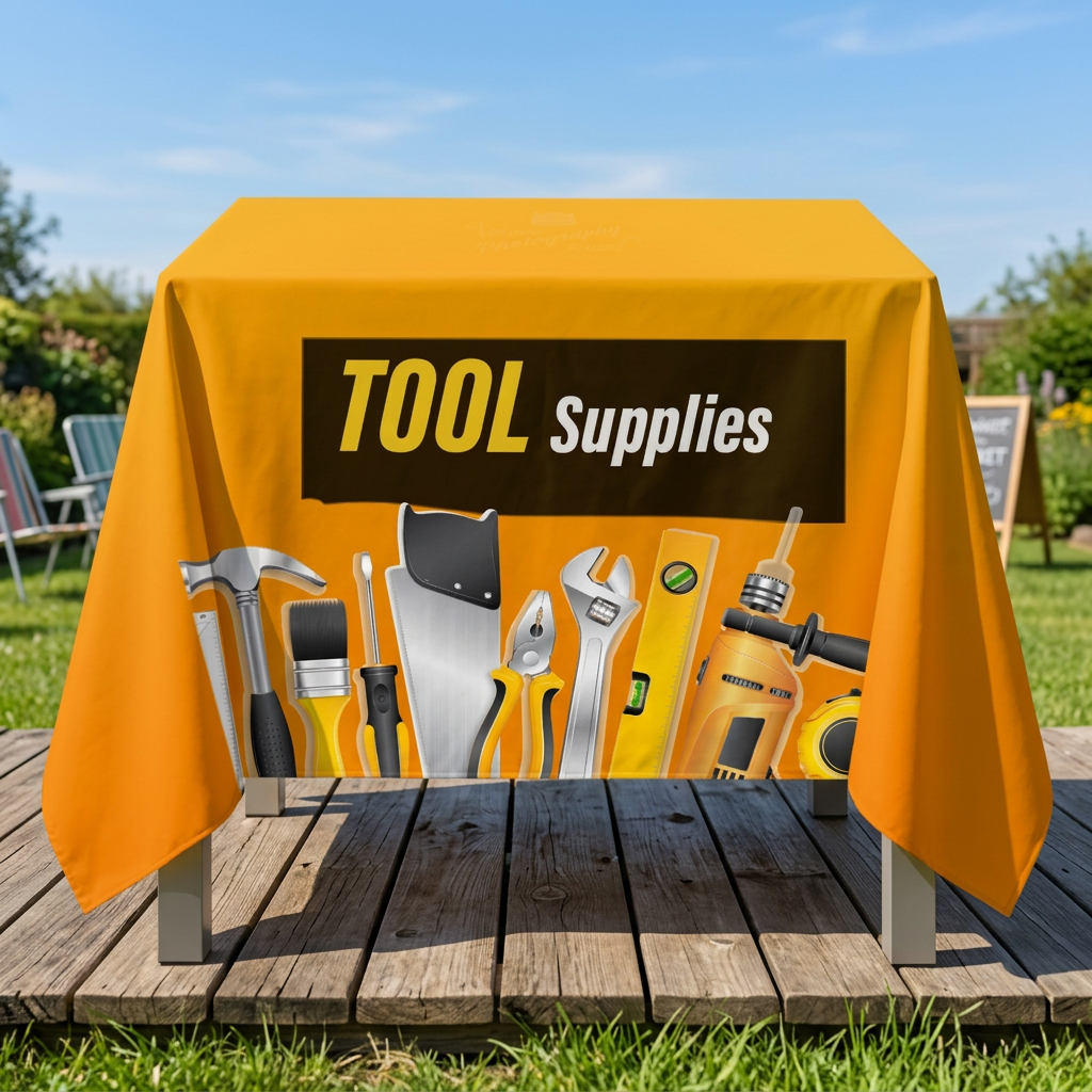 Custom full color printed table cover for trade show and vendor tables